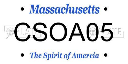 CSOA05 Massachusetts License Plate