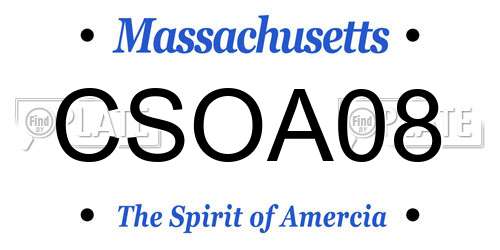 CSOA08 Massachusetts License Plate