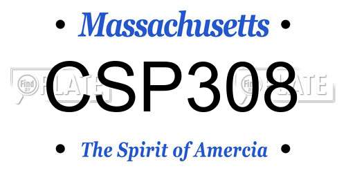 CSP308 Massachusetts License Plate