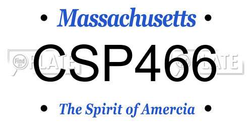 CSP466 Massachusetts License Plate