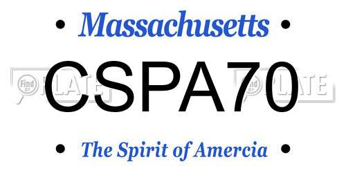 CSPA70 Massachusetts License Plate