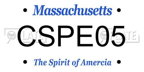 CSPE05 Massachusetts License Plate