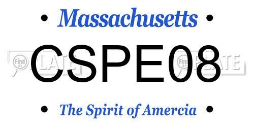 CSPE08 Massachusetts License Plate