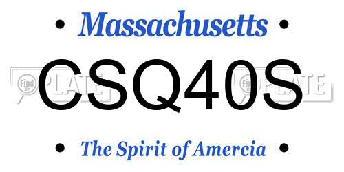 CSQ40S Massachusetts License Plate