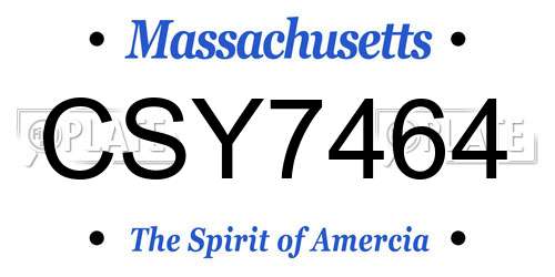 CSY7464 Massachusetts License Plate