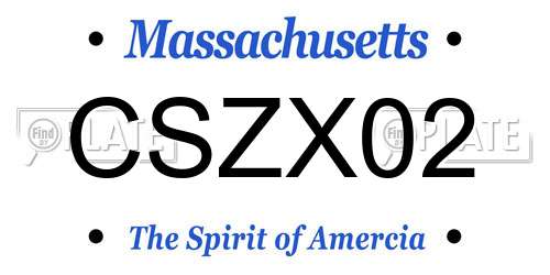 CSZX02 Massachusetts License Plate