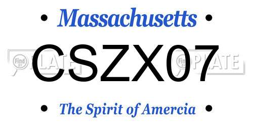 CSZX07 Massachusetts License Plate