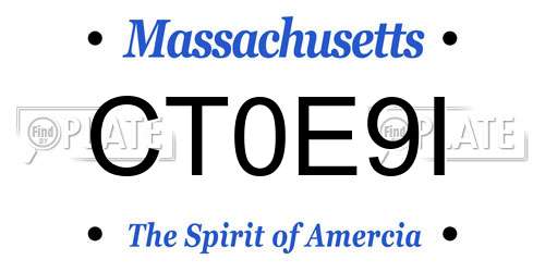 CT0E9I Massachusetts License Plate