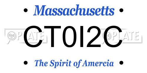 CT0I2C Massachusetts License Plate
