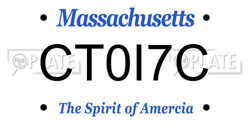 CT0I7C Massachusetts License Plate