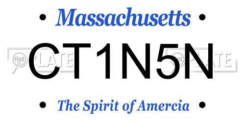 CT1N5N Massachusetts License Plate