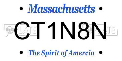 CT1N8N Massachusetts License Plate