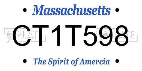 CT1T598 Massachusetts License Plate