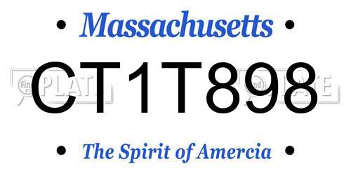 CT1T898 Massachusetts License Plate