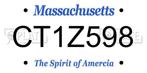 CT1Z598 Massachusetts License Plate