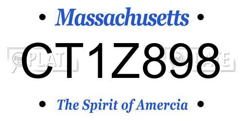 CT1Z898 Massachusetts License Plate