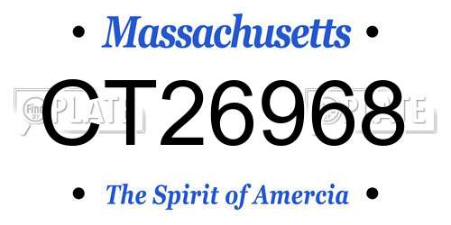 CT26968 Massachusetts License Plate
