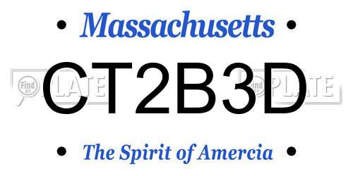 CT2B3D Massachusetts License Plate