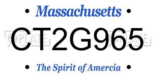 CT2G965 Massachusetts License Plate