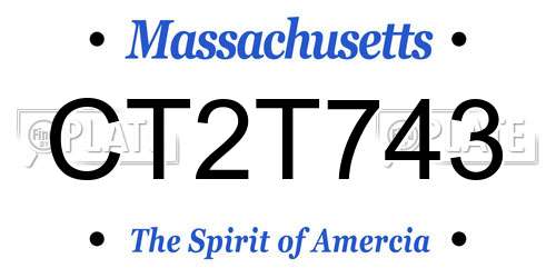 CT2T743 Massachusetts License Plate