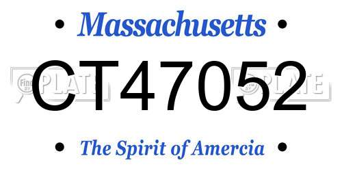 CT47052 Massachusetts License Plate