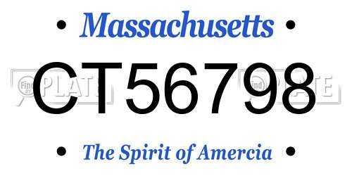 CT56798 Massachusetts License Plate