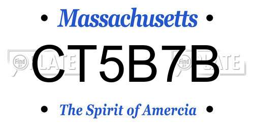 CT5B7B Massachusetts License Plate