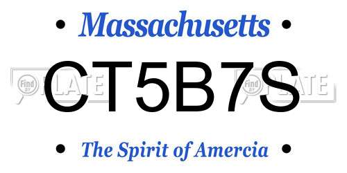 CT5B7S Massachusetts License Plate
