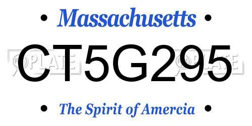 CT5G295 Massachusetts License Plate