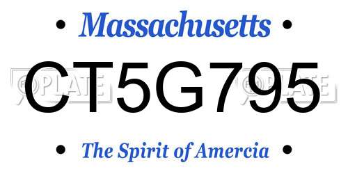 CT5G795 Massachusetts License Plate