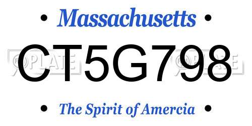 CT5G798 Massachusetts License Plate