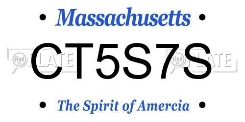 CT5S7S Massachusetts License Plate