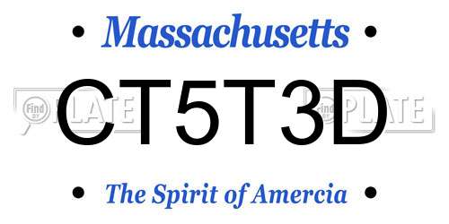 CT5T3D Massachusetts License Plate