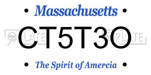 CT5T3O Massachusetts License Plate