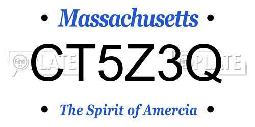 CT5Z3Q Massachusetts License Plate