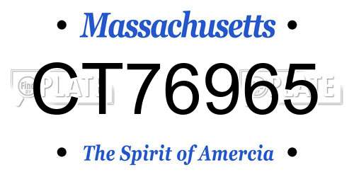 CT76965 Massachusetts License Plate