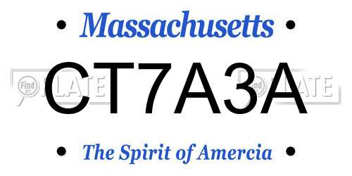 CT7A3A Massachusetts License Plate