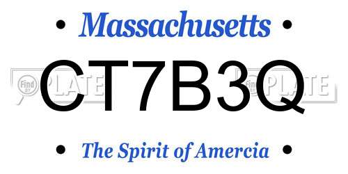 CT7B3Q Massachusetts License Plate