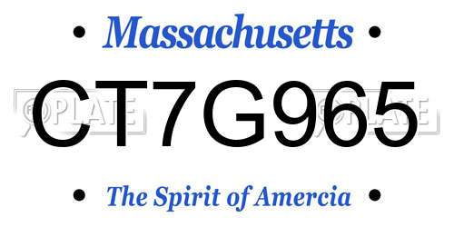 CT7G965 Massachusetts License Plate