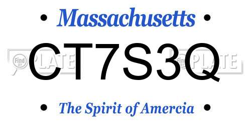 CT7S3Q Massachusetts License Plate