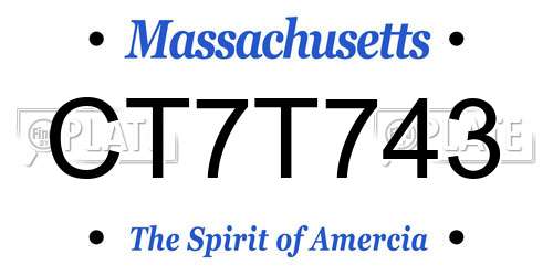 CT7T743 Massachusetts License Plate