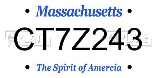 CT7Z243 Massachusetts License Plate