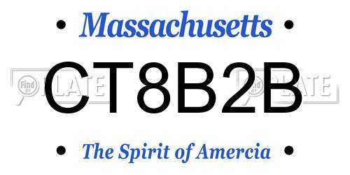 CT8B2B Massachusetts License Plate