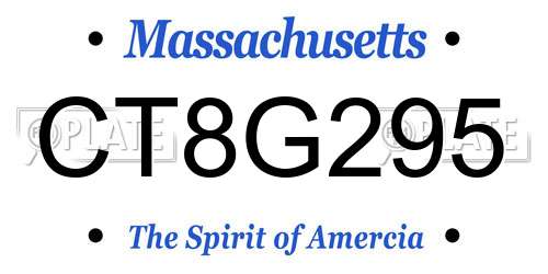 CT8G295 Massachusetts License Plate