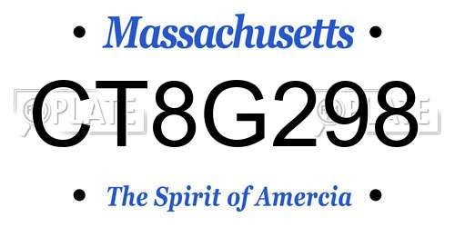 CT8G298 Massachusetts License Plate
