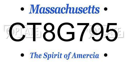 CT8G795 Massachusetts License Plate