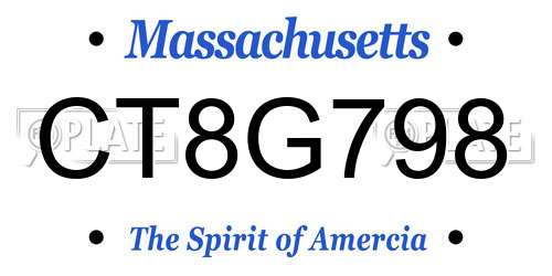 CT8G798 Massachusetts License Plate
