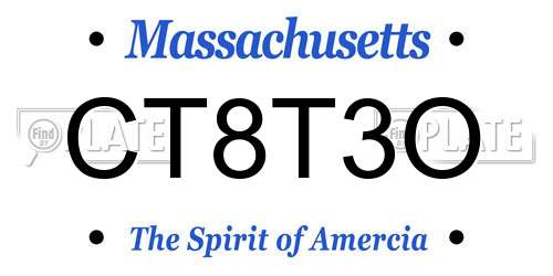 CT8T3O Massachusetts License Plate
