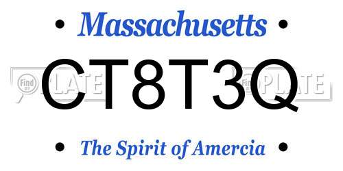 CT8T3Q Massachusetts License Plate