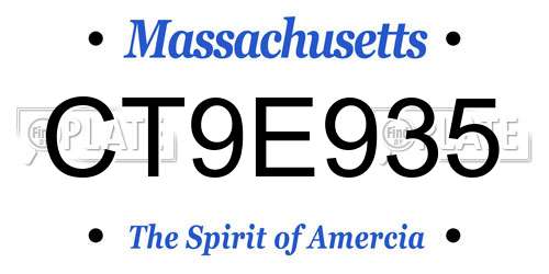 CT9E935 Massachusetts License Plate